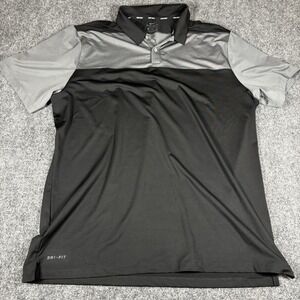 Nike Golf Men's Polo Shirt Size XL Dri Fit Black Gray Collared Athletic Swoosh